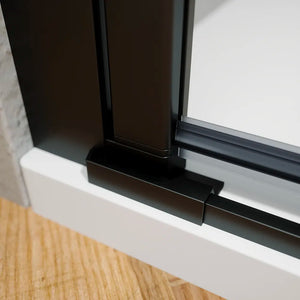 Porta doccia 90cm apertura a battente con profili nero opaco e vetro da 6mm trasparente h195 | Elba