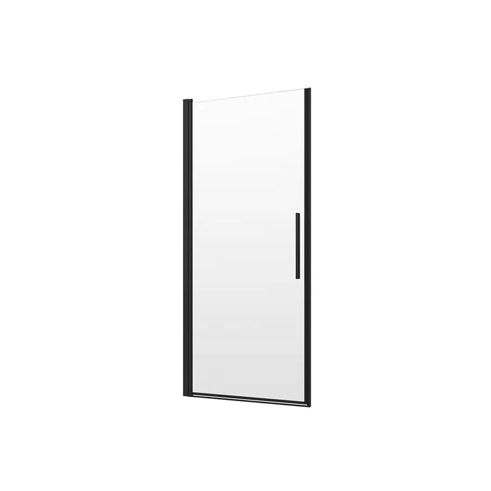 Porta doccia 100cm apertura a battente con profili nero opaco e vetro da 6mm trasparente h195 | Elba