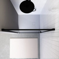 Porta doccia 70cm apertura a battente con profili nero opaco e vetro da 8mm trasparente h195 |Bahamas