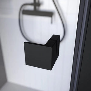 Porta doccia 100cm apertura a battente con profili nero opaco e vetro da 8mm trasparente h195 | Bahamas
