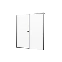 Porta doccia 190cm profili cromati apertura a battente 100cm con parete fissa da 90cm vetro 8mm trasparente h195 | Fiji
