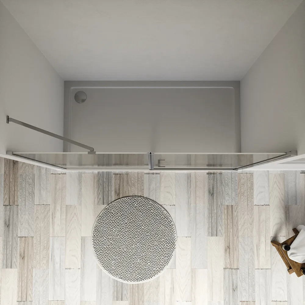Porta doccia 140cm profili cromati apertura a battente 70cm con parete fissa da 70cm vetro 8mm trasparente h195 | Fiji