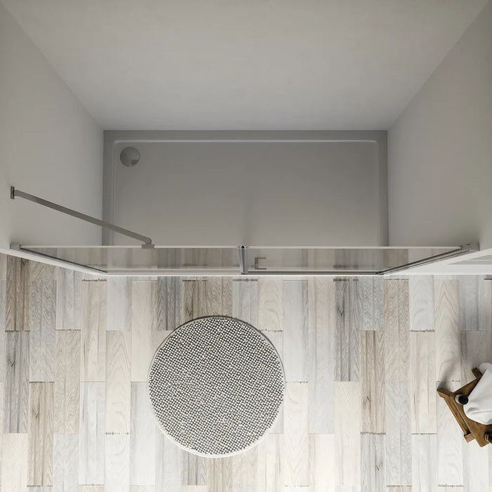Porta doccia 190cm profili cromati apertura a battente 100cm con parete fissa da 90cm vetro 8mm trasparente h195 | Fiji