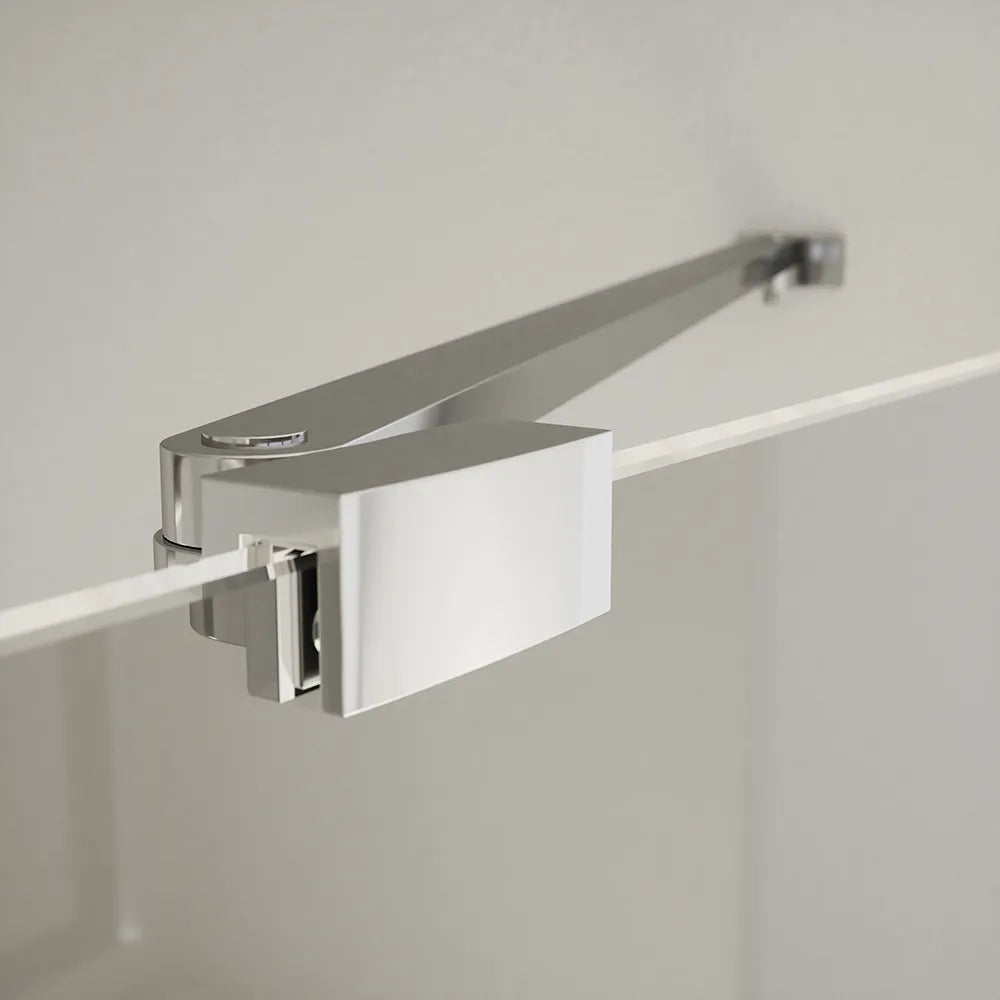 Porta doccia 190cm profili cromati apertura a battente 100cm con parete fissa da 90cm vetro 8mm trasparente h195 | Fiji