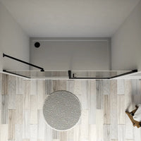 Porta doccia 160cm profili nero opaco apertura a battente 90cm con parete fissa da 70cm vetro 8mm trasparente h195 | Fiji