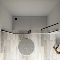 Porta doccia 170cm profili nero opaco apertura a battente 80cm con parete fissa da 90cm vetro 8mm trasparente h195 | Fiji