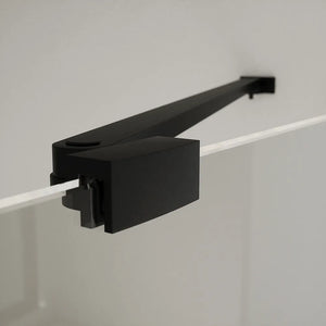 Porta doccia 160cm profili nero opaco apertura a battente 70cm con parete fissa da 90cm vetro 8mm trasparente h195 | Fiji