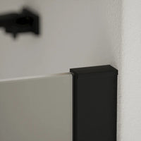 Porta doccia 160cm profili nero opaco apertura a battente 90cm con parete fissa da 70cm vetro 8mm trasparente h195 | Fiji