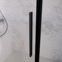 Porta doccia 126-130cm apertura a battente con profili nero opaco e vetro da 6mm trasparente h195 | Elba