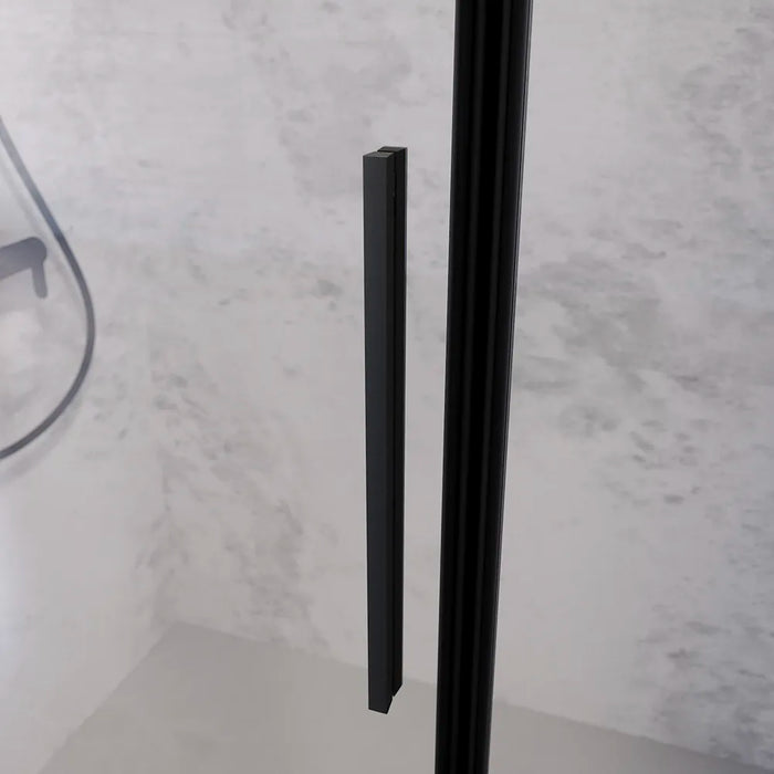 Porta doccia 126-130cm apertura a battente con profili nero opaco e vetro da 6mm trasparente h195 | Elba
