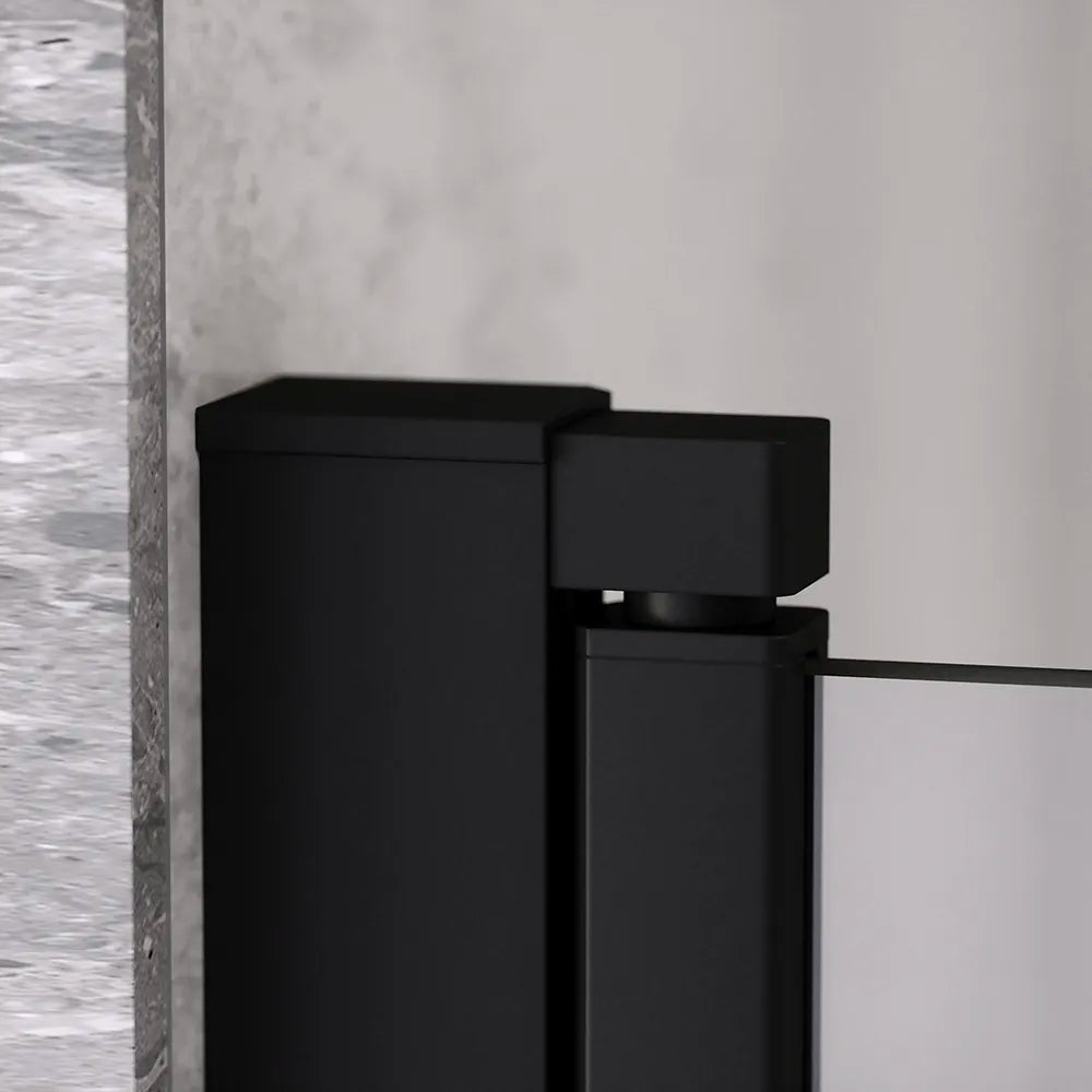 Porta doccia 126-130cm apertura a battente con profili nero opaco e vetro da 6mm trasparente h195 | Elba