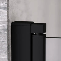 Porta doccia 126-130cm apertura a battente con profili nero opaco e vetro da 6mm trasparente h195 | Elba