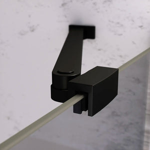 Porta doccia 126-130cm apertura a battente con profili nero opaco e vetro da 6mm trasparente h195 | Elba