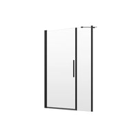 Porta doccia 126-130cm apertura a battente con profili nero opaco e vetro da 6mm trasparente h195 | Elba