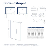 Porta doccia 126-130cm apertura a battente con profili nero opaco e vetro da 6mm trasparente h195 | Elba