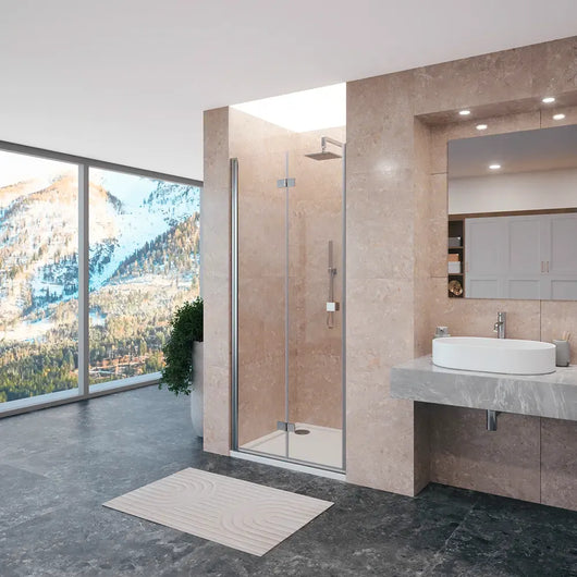 Porta doccia 70cm apertura a libro lato sinistro con profili cromati e vetro da 8mm trasparente h195 | Fiji