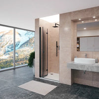 Porta doccia 80cm apertura a libro lato sinistro con profili nero opaco e vetro da 8mm trasparente h195 | Fiji