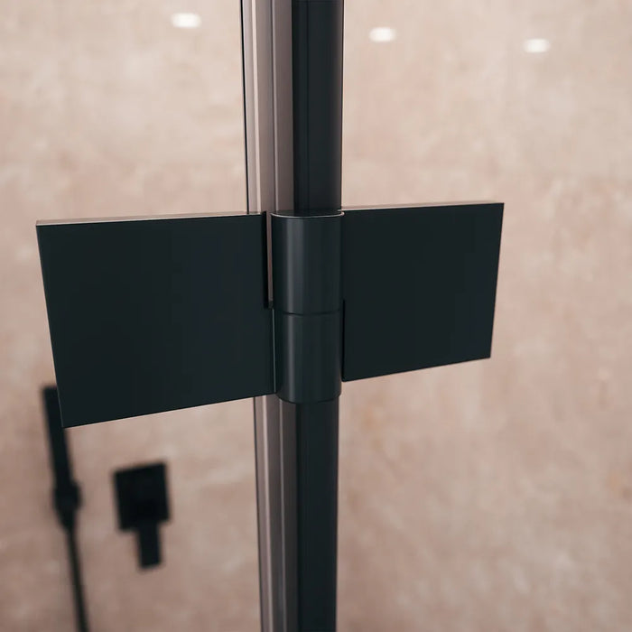 Porta doccia 90cm apertura a libro lato sinistro con profili nero opaco e vetro da 8mm trasparente h195 | Fiji