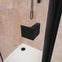 Porta doccia 80cm apertura a libro lato sinistro con profili nero opaco e vetro da 8mm trasparente h195 | Fiji