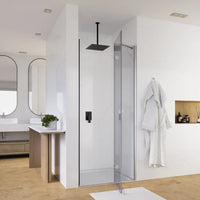 Porta doccia 70cm apertura a battente lato destro con cerniere, profili cromati e vetro da 8mm trasparente h195 | Fiji