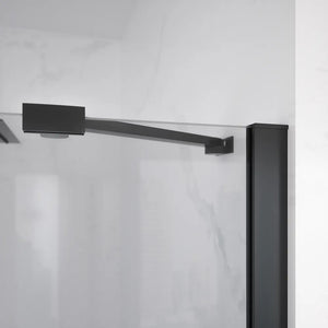 Porta doccia 120cm apertura a battente lato destro con cerniere, profili nero opaco e vetro da 8mm trasparente h195 | Fiji