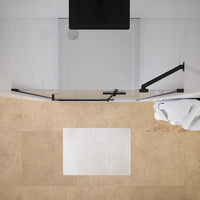 Porta doccia 70cm apertura a battente lato destro con cerniere, profili nero opaco e vetro da 8mm trasparente h195 | Fiji