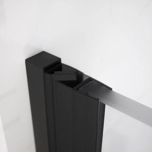 Porta doccia 100cm apertura a battente lato destro con cerniere, profili nero opaco e vetro da 8mm trasparente h195 | Fiji