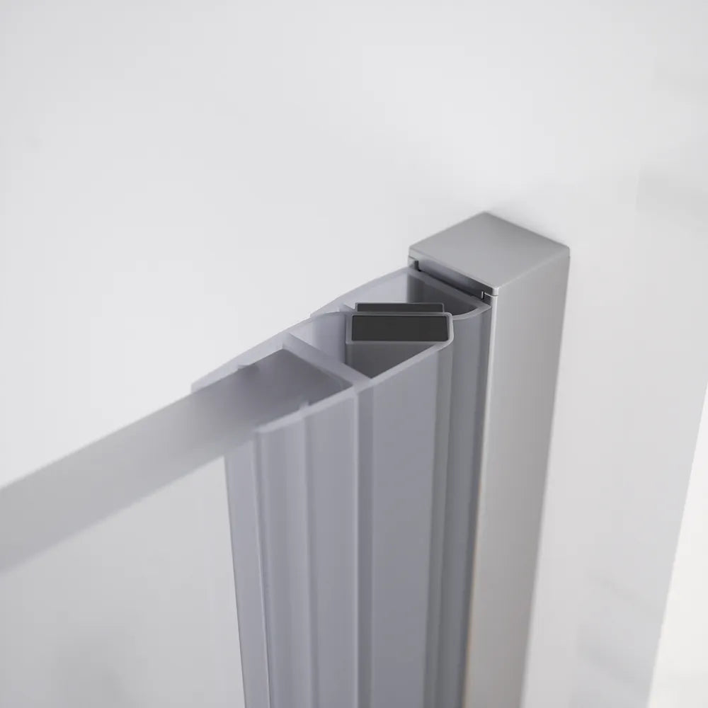 Porta doccia 70cm apertura a battente lato sinistro con cerniere, profili cromati e vetro da 8mm trasparente h195 | Fiji