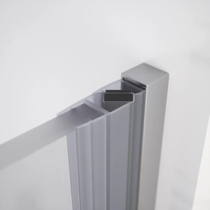 Porta doccia 110cm apertura a battente lato sinistro con cerniere, profili cromati e vetro da 8mm trasparente h195 | Fiji