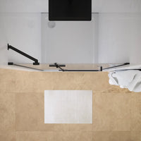 Porta doccia 80cm apertura a battente lato sinistro con cerniere, profili nero opaco e vetro da 8mm trasparente h195 | Fiji