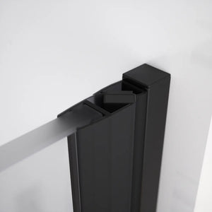 Porta doccia 80cm apertura a battente lato sinistro con cerniere, profili nero opaco e vetro da 8mm trasparente h195 | Fiji