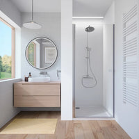 Porta doccia 80cm apertura a battente con profili cromati e vetro da 8mm trasparente h195 | Fiji