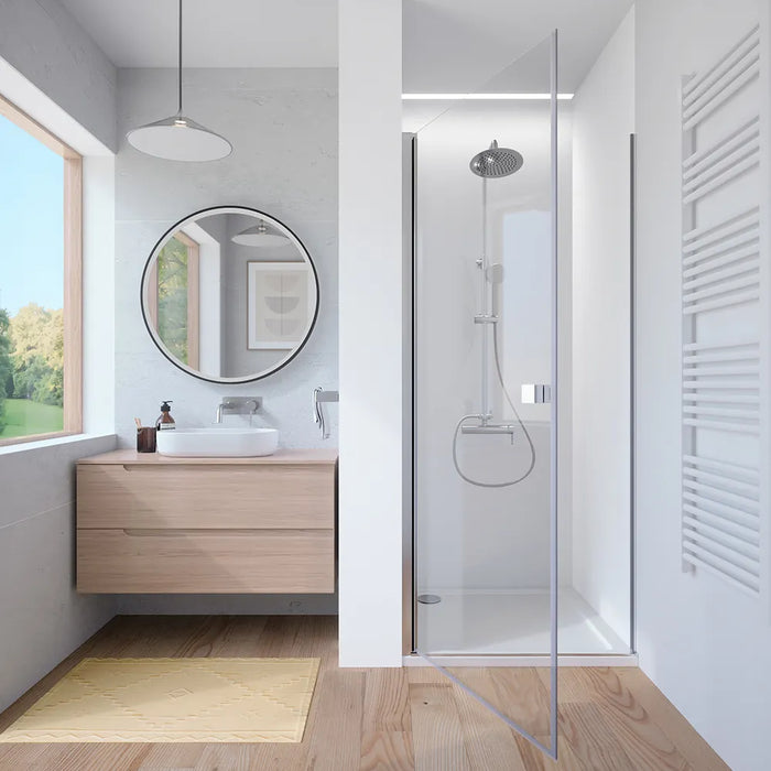 Porta doccia 100cm apertura a battente con profili cromati e vetro da 8mm trasparente h195 | Fiji