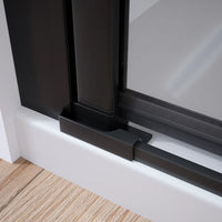 Porta doccia 70cm apertura a battente con profili nero opaco e vetro da 8mm trasparente h195 | Fiji