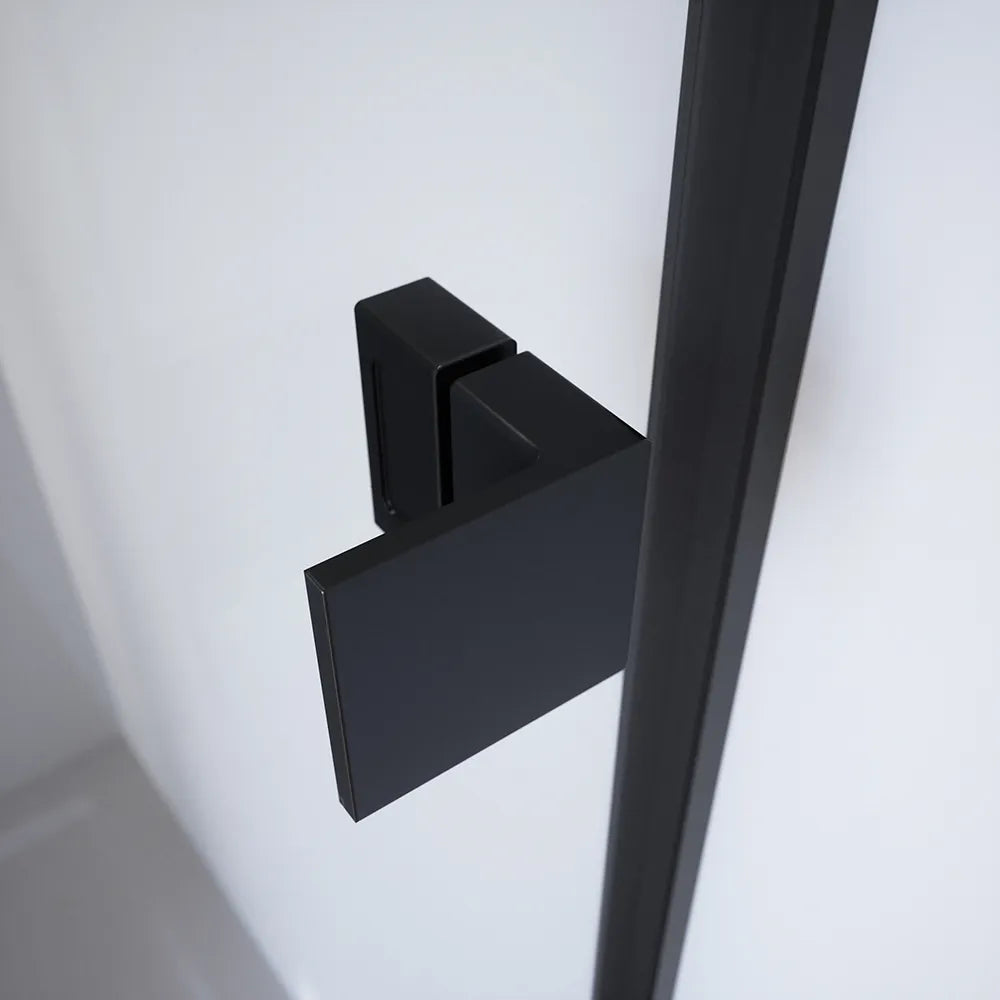 Porta doccia 90cm apertura a battente con profili nero opaco e vetro da 8mm trasparente h195 | Fiji