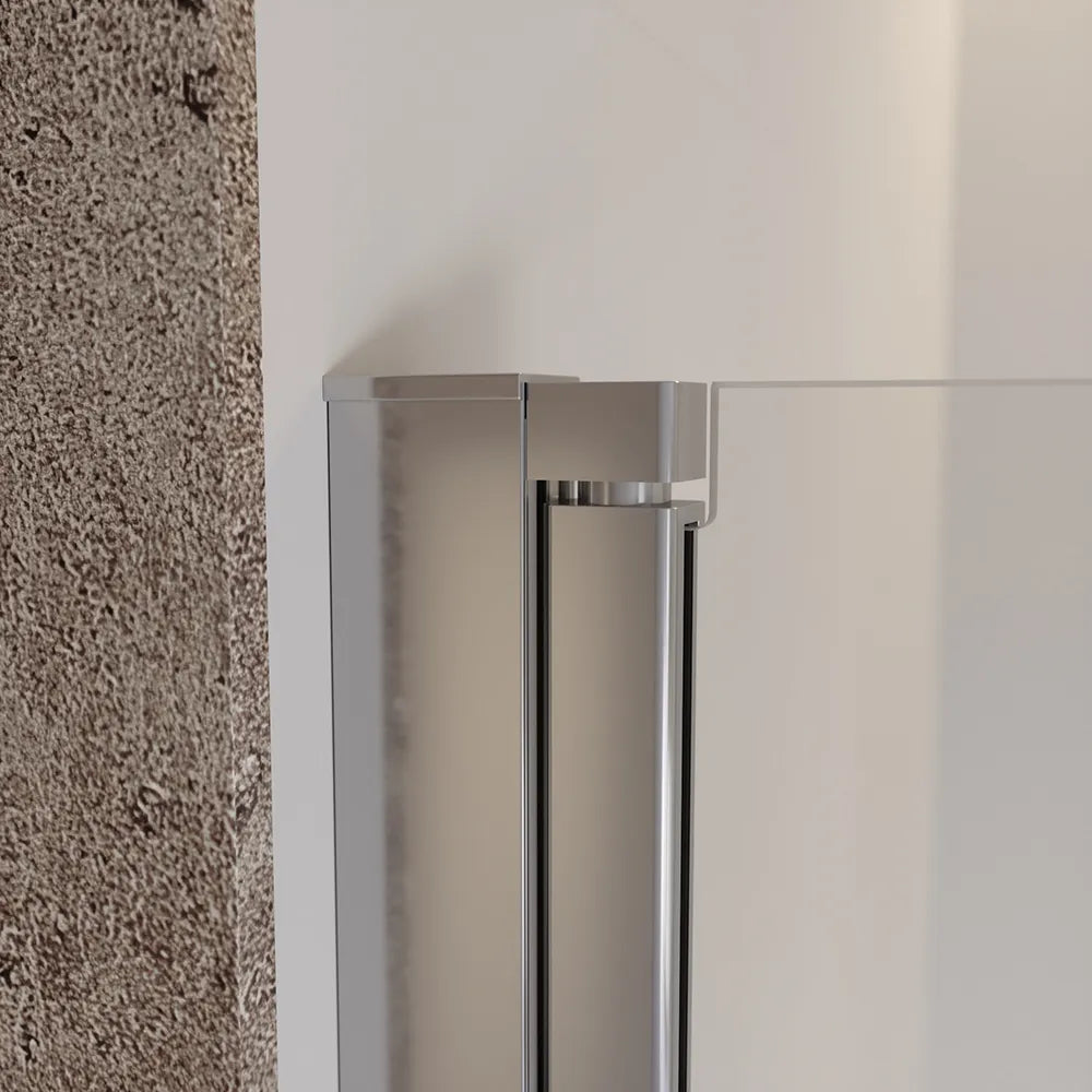 Porta doccia 120cm apertura saloon con profili cromati e vetro da 8mm trasparente h195 | Fiji