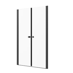 Porta doccia 80cm apertura saloon con profili nero opaco e vetro da 8mm trasparente h195 | Fiji