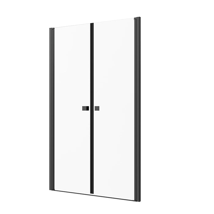 Porta doccia 110cm apertura saloon con profili nero opaco e vetro da 8mm trasparente h195 | Fiji