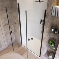 Porta doccia 80cm apertura saloon con profili nero opaco e vetro da 8mm trasparente h195 | Fiji