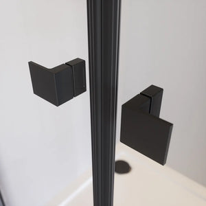 Porta doccia 100cm apertura saloon con profili nero opaco e vetro da 8mm trasparente h195 | Fiji