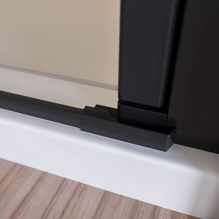Porta doccia 80cm apertura saloon con profili nero opaco e vetro da 8mm trasparente h195 | Fiji