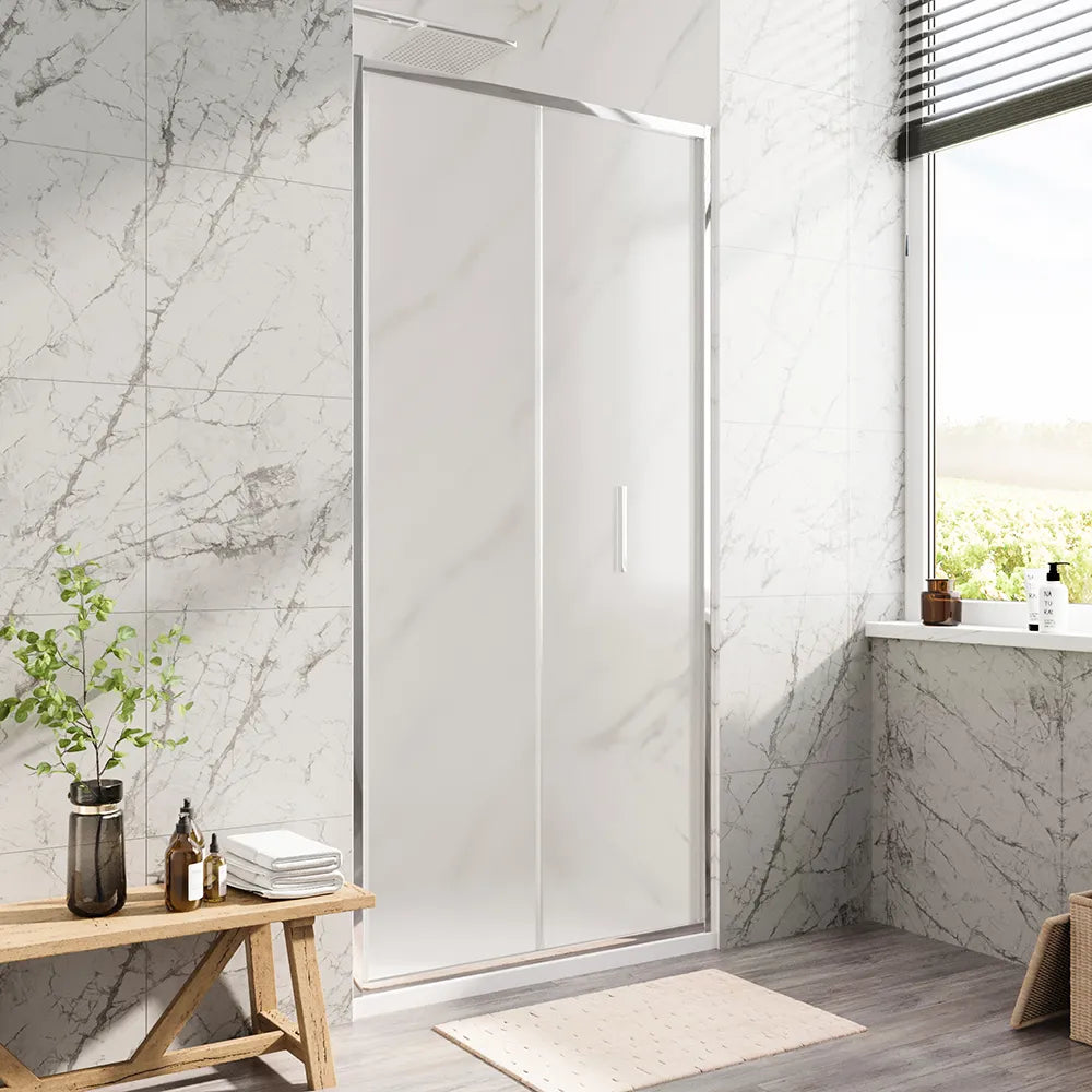 Porta doccia 80cm con apertura a libro profili slim cromati vetro 6mm opaco h190 | Portofino