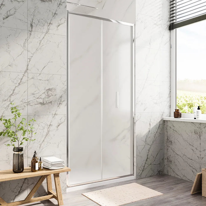 Porta doccia 80cm con apertura a libro profili slim cromati vetro 6mm opaco h190 | Portofino