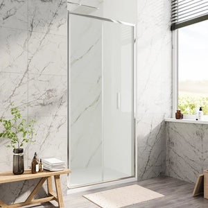 Porta doccia 70cm con apertura a libro profili slim cromati vetro 6mm trasparente h190 | Portofino