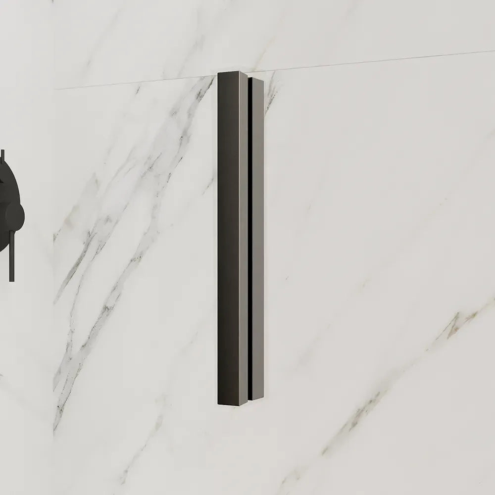 Porta doccia 90cm con apertura a libro profili slim nero opaco vetro 6mm trasparente h190 | Portofino