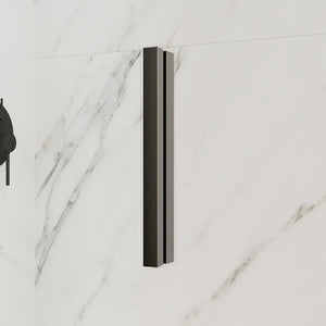 Porta doccia 90cm con apertura a libro profili slim nero opaco vetro 6mm trasparente h190 | Portofino