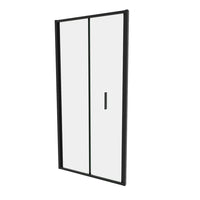 Porta doccia 90cm con apertura a libro profili slim nero opaco vetro 6mm trasparente h190 | Portofino