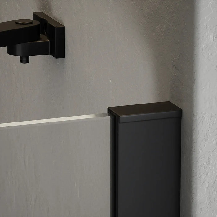 Porta doccia 170cm profili in alluminio nero opaco apertura libro a destra 80cm con parete fissa da 90cm vetro 8mm trasparente h195 | Fiji