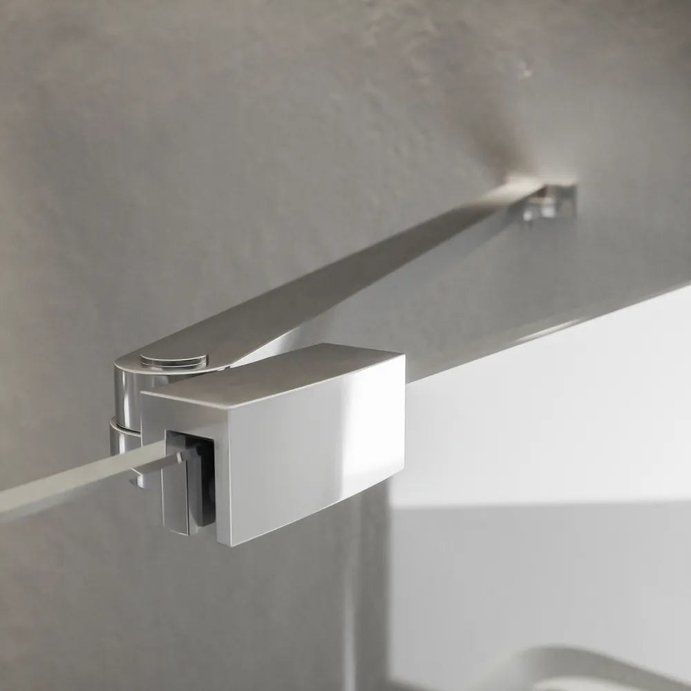 Porta doccia 170cm profili cromati apertura libro a sinistra 90cm con parete fissa da 80cm vetro 8mm trasparente h195 | Fiji