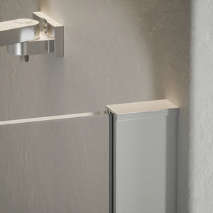 Porta doccia 170cm profili cromati apertura libro a sinistra 90cm con parete fissa da 80cm vetro 8mm trasparente h195 | Fiji